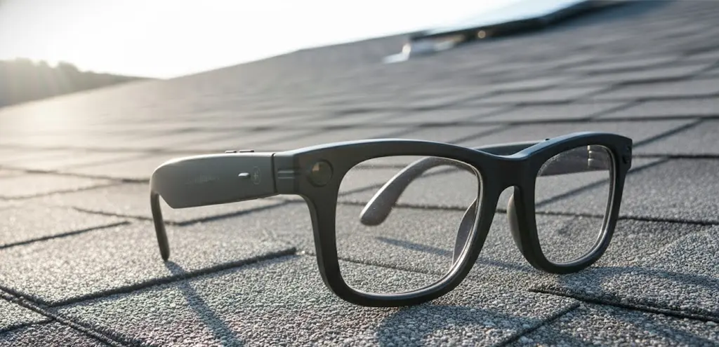 Zuper Glass smart glasses on roofing shingles
